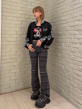 「ロック」｜「アイテム（トップス）」を使った、sansanさん（レディース・160cm）の夏コーディネート