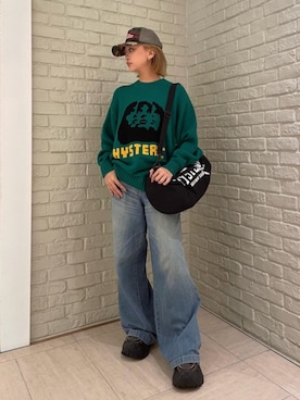 「アイテム（ドラムバッグ）」を使った、sansanさん（レディース・160cm）の秋コーディネート