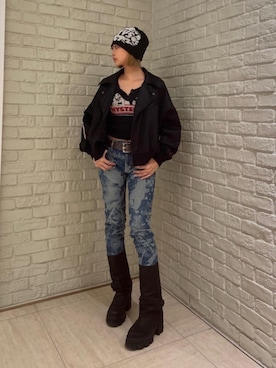 「ロック」｜sansanさん（レディース・160cm）の秋コーディネート