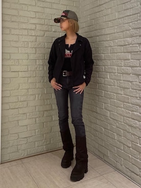 「ロック」｜「アイテム（トップス）」を使った、sansanさん（レディース・160cm）の秋コーディネート