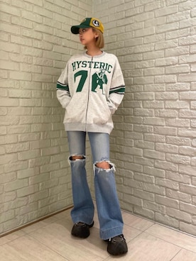 「HYSTERIC GLAMOUR（ヒステリックグラマー）のアイテム（デニムパンツ）」を使った、sansanさん（レディース・160cm）の秋コーディネート