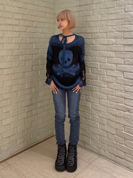 「HYSTERIC GLAMOUR（ヒステリックグラマー）のアイテム（デニムパンツ）」を使った、sansanさん（レディース・160cm）の秋コーディネート