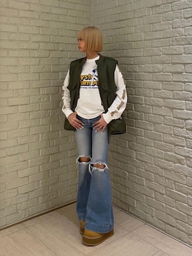 「HYSTERIC GLAMOUR（ヒステリックグラマー）のアイテム（デニムパンツ）」を使った、sansanさん（レディース・160cm）の秋コーディネート