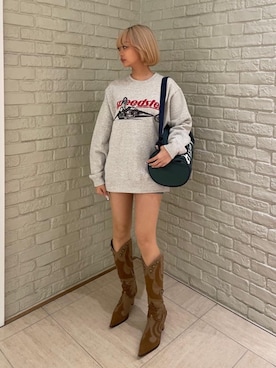 「アイテム（ドラムバッグ）」を使った、sansanさん（レディース・160cm）の冬コーディネート