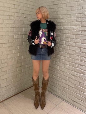 「アイテム（スタジャン）」を使った、sansanさん（レディース・160cm）の冬コーディネート