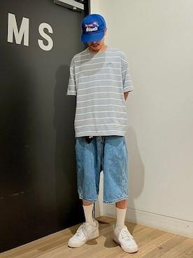 「FRUIT OF THE LOOM（フルーツオブザルーム）のアイテム」を使った、BEAMS Tさん（メンズ・172cm）の夏コーディネート