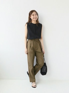 「綿パンツ」｜misatoさん（レディース・160cm）の春コーディネート