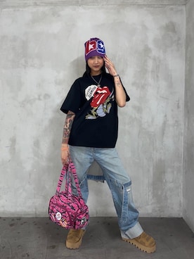 「HYSTERIC GLAMOUR（ヒステリックグラマー）のアイテム（キャップ）」を使った、KAIRAさん（レディース・160cm）の冬コーディネート