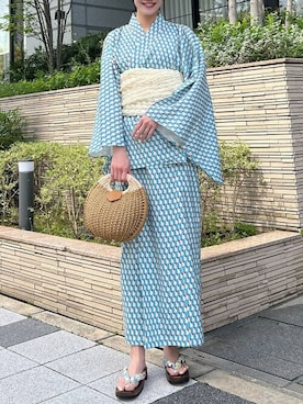 「着物」｜「アイテム（浴衣）」を使った、神戸レタスさん（レディース・162cm）の夏コーディネート