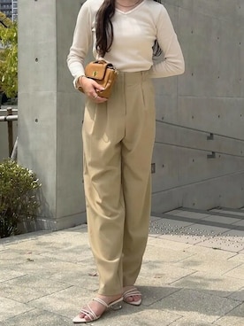 「ベージュパンツ」｜神戸レタスさん（レディース・158cm）の夏コーディネート