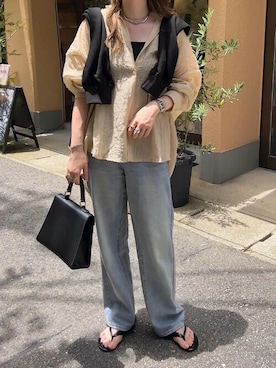 「ハイウエストデニム」｜神戸レタスさん（レディース・152cm）の秋コーディネート