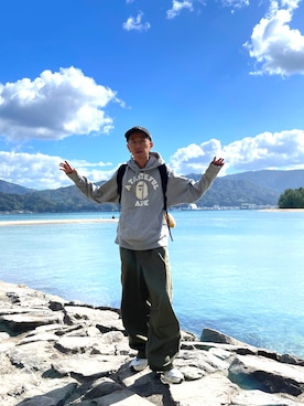 「JJJJound（ジョウンド）のアイテム」を使った、Owen Wu さん（メンズ・174cm）の冬コーディネート