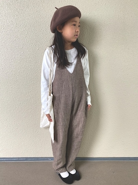 「coca（coca）（コカ）のアイテム（オールインワン・サロペット）」を使った、kapoさん（キッズ・120cm）の秋コーディネート