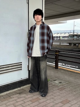 「SENSE OF PLACE by URBAN RESEARCH(センスオブプレイスバイアーバンリサーチ)のオンブレーチェックレギュラーカラーシャツ(シャツ/ブラウス、ブルー系)」を使った、kainanさん(メンズ・176cm)の春コーディネート