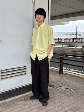 「SENSE OF PLACE by URBAN RESEARCH(センスオブプレイスバイアーバンリサーチ)の『イージーケア/速乾/接触冷感』コンフォートレギュラーカラーショートスリーブシャツ(シャツ/ブラウス、イエロー系)」を使った、kainanさん(メンズ・176cm)の春コーディネート