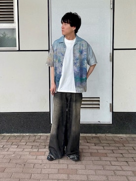「SENSE OF PLACE by URBAN RESEARCH(センスオブプレイスバイアーバンリサーチ)の『別注』The Met×SENSE OF PLACE ショートスリーブ シャツ(モネ)(シャツ/ブラウス、ピンク系)」を使った、kainanさん(メンズ・176cm)の夏コーディネート