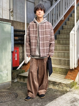 「チェック柄に恋してる」｜「アイテム（ブルゾン）」を使った、kainanさん（メンズ・176cm）の秋コーディネート