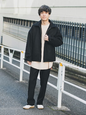 「ケーブルニット」｜「アイテム（ブルゾン）」を使った、kainanさん（メンズ・176cm）の秋コーディネート