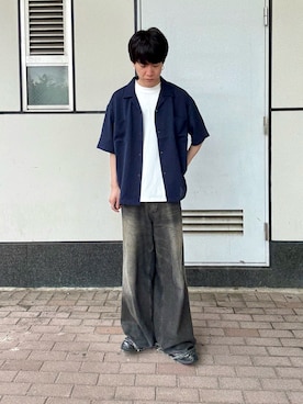 「SENSE OF PLACE by URBAN RESEARCH(センスオブプレイスバイアーバンリサーチ)のシアサッカーオープンカラーシャツ(シャツ/ブラウス、ブルー系)」を使った、kainanさん(メンズ・176cm)の夏コーディネート