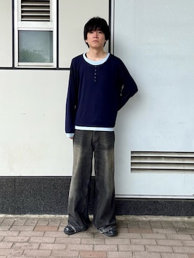 「SENSE OF PLACE by URBAN RESEARCH(センスオブプレイスバイアーバンリサーチ)のフェイクレイヤードロングTシャツ(Tシャツ/カットソー、ブルー系)」を使った、kainanさん(メンズ・176cm)の夏コーディネート