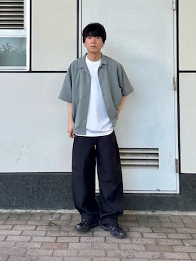 「SENSE OF PLACE by URBAN RESEARCH(センスオブプレイスバイアーバンリサーチ)の『接触冷感/イージーケア』クイックドライアソートドローコードショートスリーブ Tシャツ(Tシャツ/カットソー、ホワイト系)」を使った、kainanさん(メンズ・176cm)の夏コーディネート