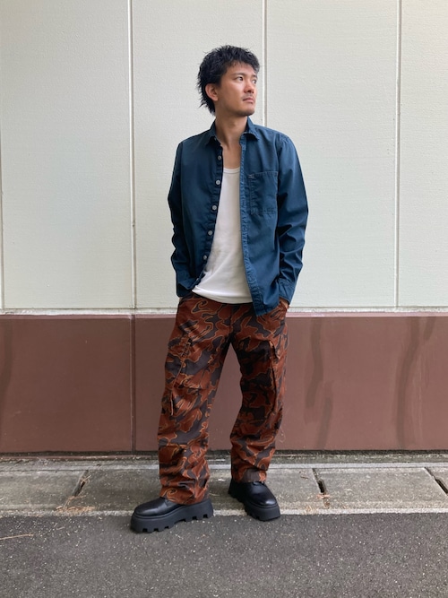 REGULAR ONE-POCKET SHIRT/ヴィンテージライクウォッシュド加工ミリタリーディテールワンポケットレギュラーシャツ
