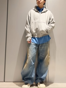 「soerte（ソエルテ）のHeavy weight double zip-up hoodie /ヘビーウェイトダブルジップフーディー 【短丈】（パーカー）」を使った、こたんごig:kotango0824さん（メンズ・173cm）の冬コーディネート