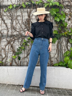 「フリルトップス」｜ECLINさん（レディース・160cm）の春コーディネート