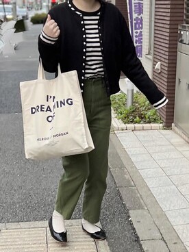 「E.PORSELLI（ポルセッリ）のPORSELLI  CALF NORMAL VAMP BALLET（バレエシューズ）」を使った、ぷにさん（レディース・165cm）の春コーディネート