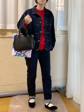 「LENO（リノ）のアイテム（デニムジャケット）」を使った、ぷにさん（レディース・165cm）の秋コーディネート