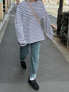 「春服デビュー宣言」｜「アイテム（モカシン/デッキシューズ）」を使った、ぷにさん（レディース・165cm）の春コーディネート