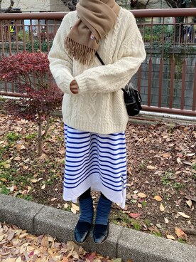 「LENO（リノ）のアイテム（ワンピース/ドレス）」を使った、ぷにさん（レディース・165cm）の冬コーディネート