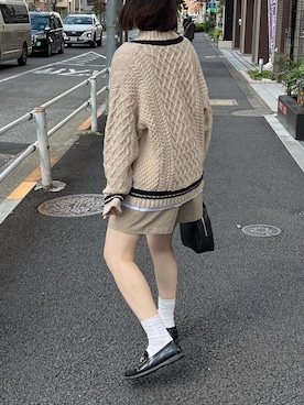 「ケーブルニット」｜「アイテム（ローファー）」を使った、ぷにさん（レディース・165cm）の秋コーディネート