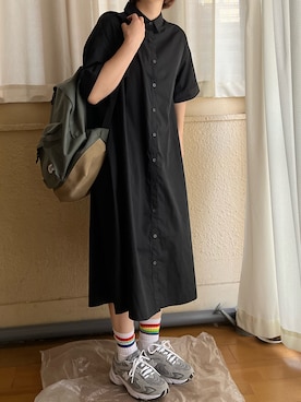 「GU（ジーユー）のアイテム（シャツワンピース）」を使った、ぷにさん（レディース・165cm）の夏コーディネート