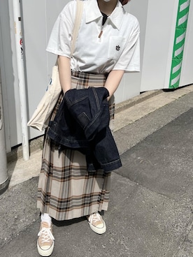 「LENO（リノ）のアイテム（ジャケット/アウター）」を使った、ぷにさん（レディース・165cm）の春コーディネート