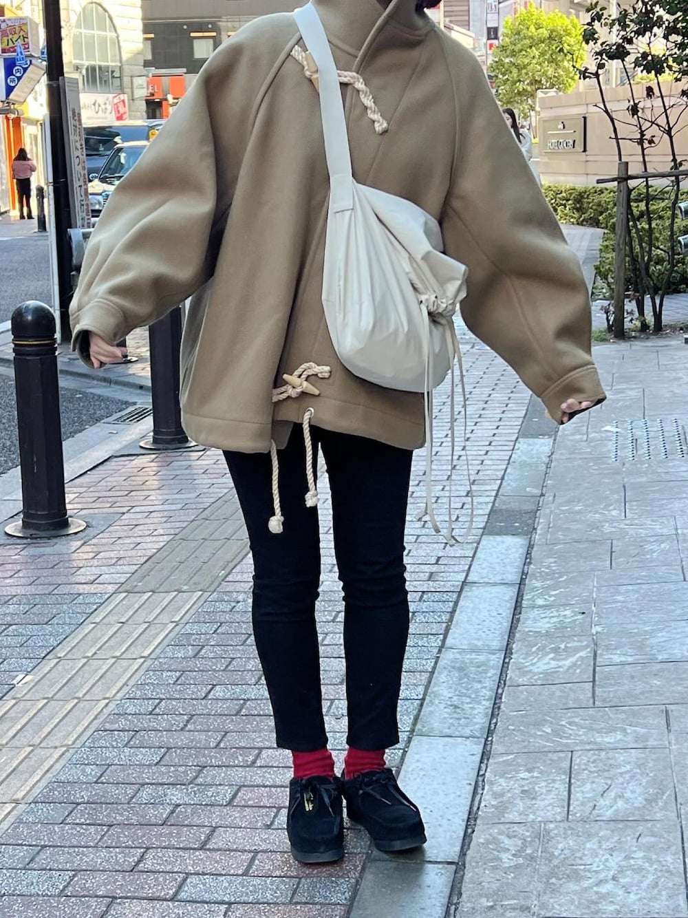 HYKEのダッフルコート（ベージュ系）を使った人気ファッション