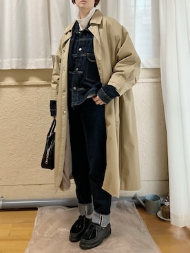 「LENO（リノ）のアイテム（ジャケット/アウター）」を使った、ぷにさん（レディース・165cm）の春コーディネート