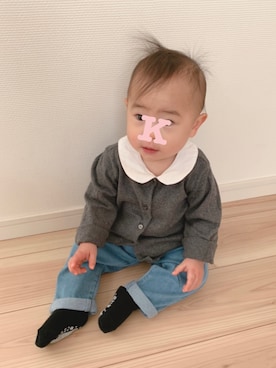 「アイテム（ロンパース）」を使った、mameさん（キッズ・70cm）の冬コーディネート