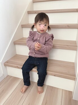 「アイテム（ニット/セーター）」を使った、mameさん（キッズ・90cm）の冬コーディネート