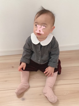 「アイテム（ロンパース）」を使った、mameさん（キッズ・70cm）の冬コーディネート
