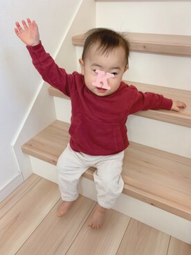 「アイテム（パーカー）」を使った、mameさん（キッズ・80cm）の冬コーディネート