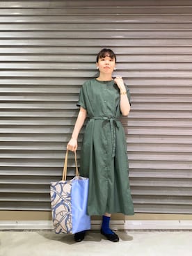 「Te chichi（テチチ）のアイテム（シャツワンピース）」を使った、yoshikaさん（レディース・155cm）の夏コーディネート