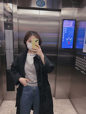 「アイテム（トレンチコート）」を使った、youni酱酱さん（レディース・155cm）の春コーディネート