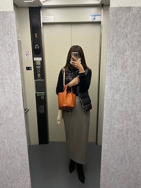 「PRADA（プラダ）のアイテム（ジャケット/アウター）」を使った、𝕜𝕪𝕠𝕜𝕠さん（レディース・169cm）の冬コーディネート