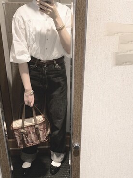 「UNIQLO（ユニクロ）のソフトコットンギャザーブラウス（7分袖）（シャツ/ブラウス）」を使った、n さん（レディース・161cm）の春コーディネート