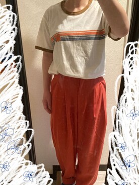「ツータックパンツ」｜星人さん（レディース・153cm）の夏コーディネート