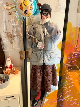 「SUGAR BISKET（シュガービスケット）のアイテム（スカート）」を使った、星人さん（レディース・153cm）の冬コーディネート