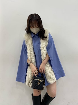 「アイテム（ダウンベスト、ホワイト系）」を使った、mayukoさん（レディース・147cm）の秋コーディネート