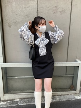 「トワルドジュイ」｜「アイテム（ワンピース/ドレス）」を使った、mayukoさん（レディース・147cm）の冬コーディネート