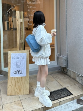 「ミニスカート」｜「アイテム（マウンテンパーカー）」を使った、mayukoさん（レディース・147cm）の冬コーディネート
